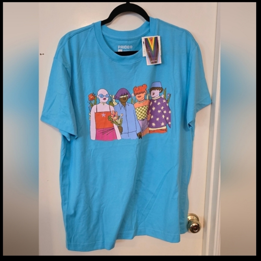 #023 Pride short sleeve Tshirt color aqua blue XL